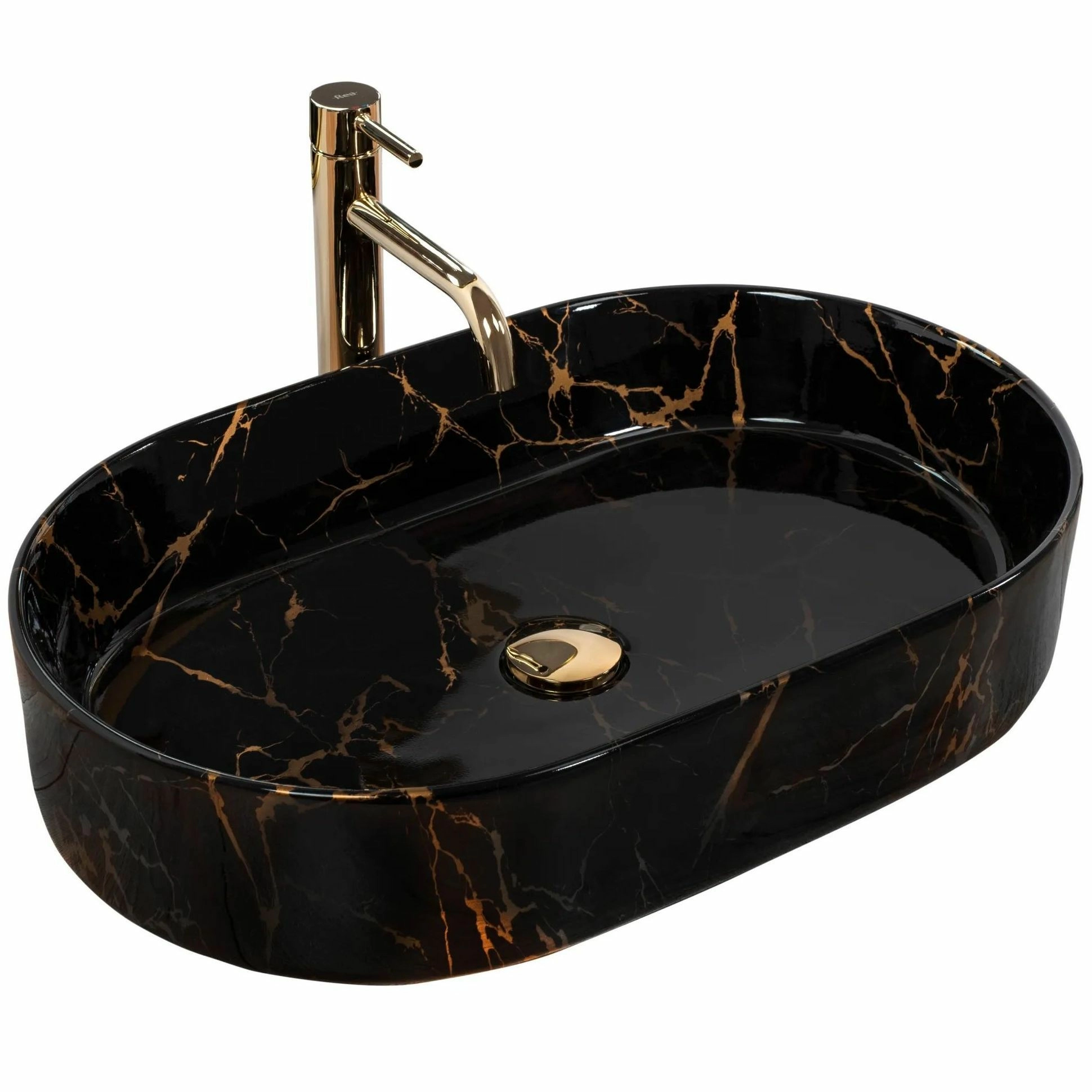 Умывальник Rea Nadia Black Marble Shiny 61x38.5, REA-U0539