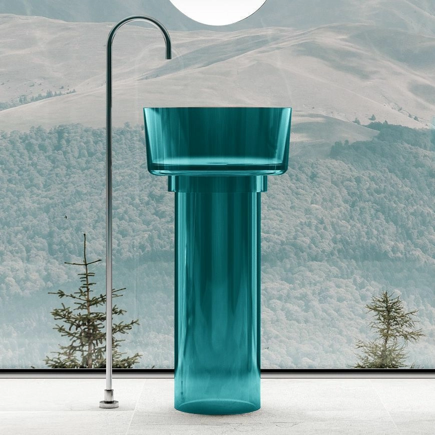 Раковина отдельностоящая прозрачная Abber Kristall 45x45 AT2702Aquamarin бирюзовая