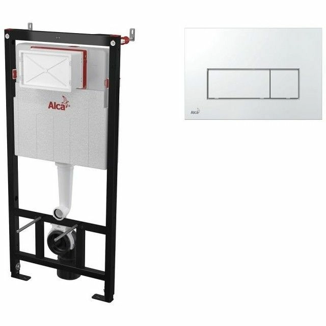 Инсталляция для унитаза Alcaplast AM101/1120 и клавиша смыва M571 (хромированная), AM101/1120+M571