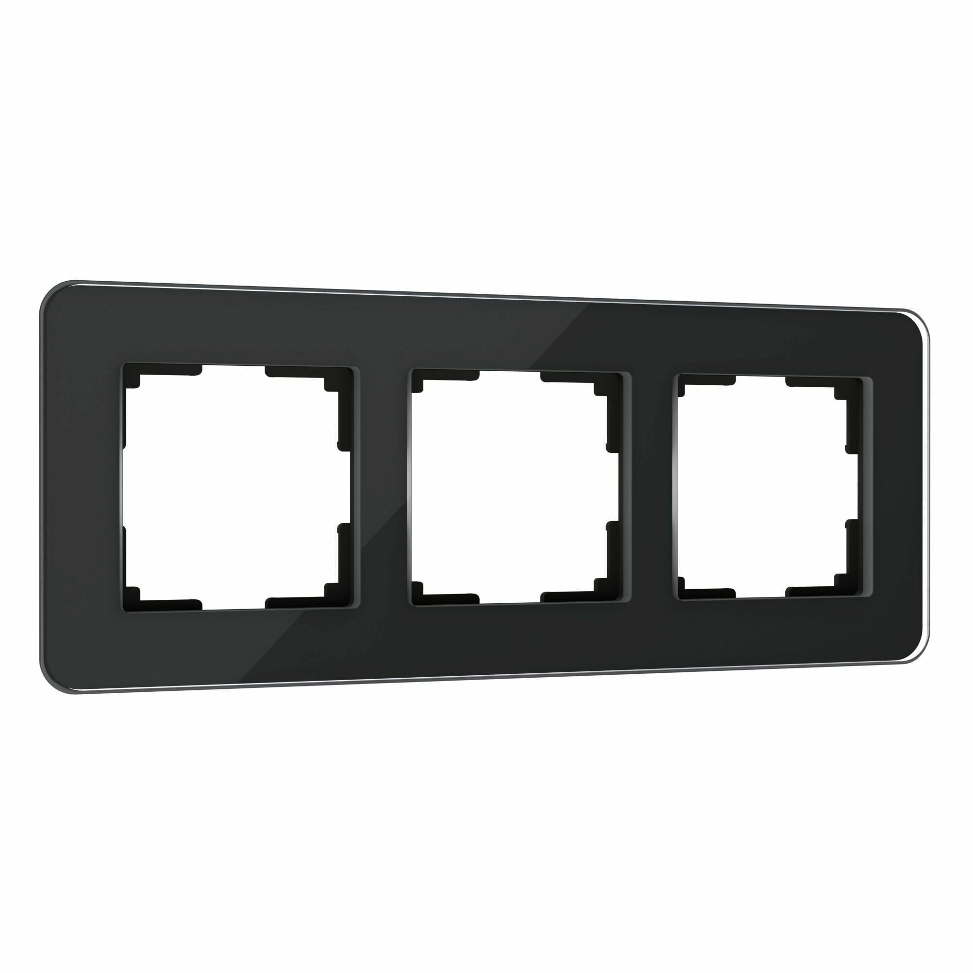 Рамка на 3 поста Werkel Elite W0032448 (черный, стекло)