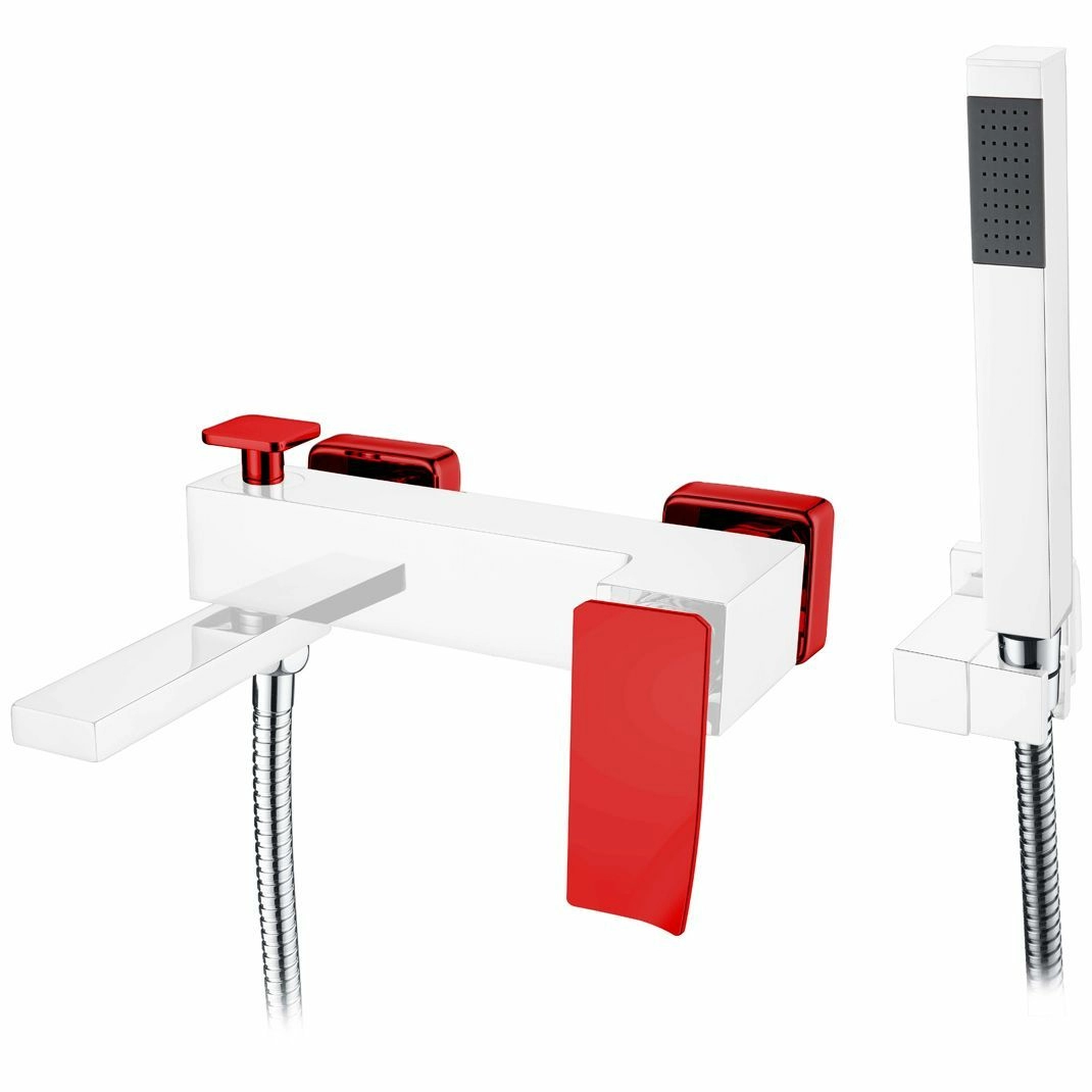 Смеситель для ванны встроенный Boheme Q2 Chrome/Red, 143-CRR.2