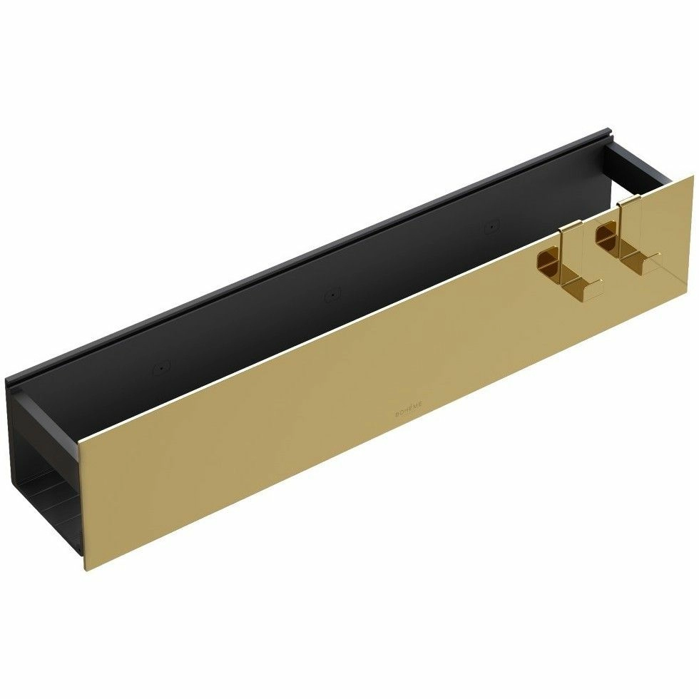 Полка настенная откидная 60 см с 2 крючками Boheme Uno Gold, 10966-G