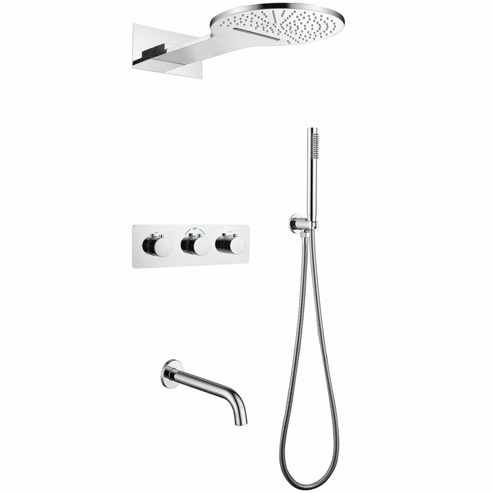 Душевая система с изливом, термостат Abber Wasser Kreis хром, AF8150