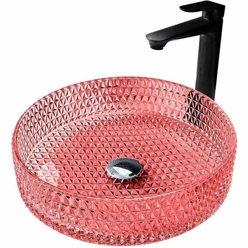 Раковина накладная стеклянная Abber Glas 39.5x39.5 AK2301OR красная