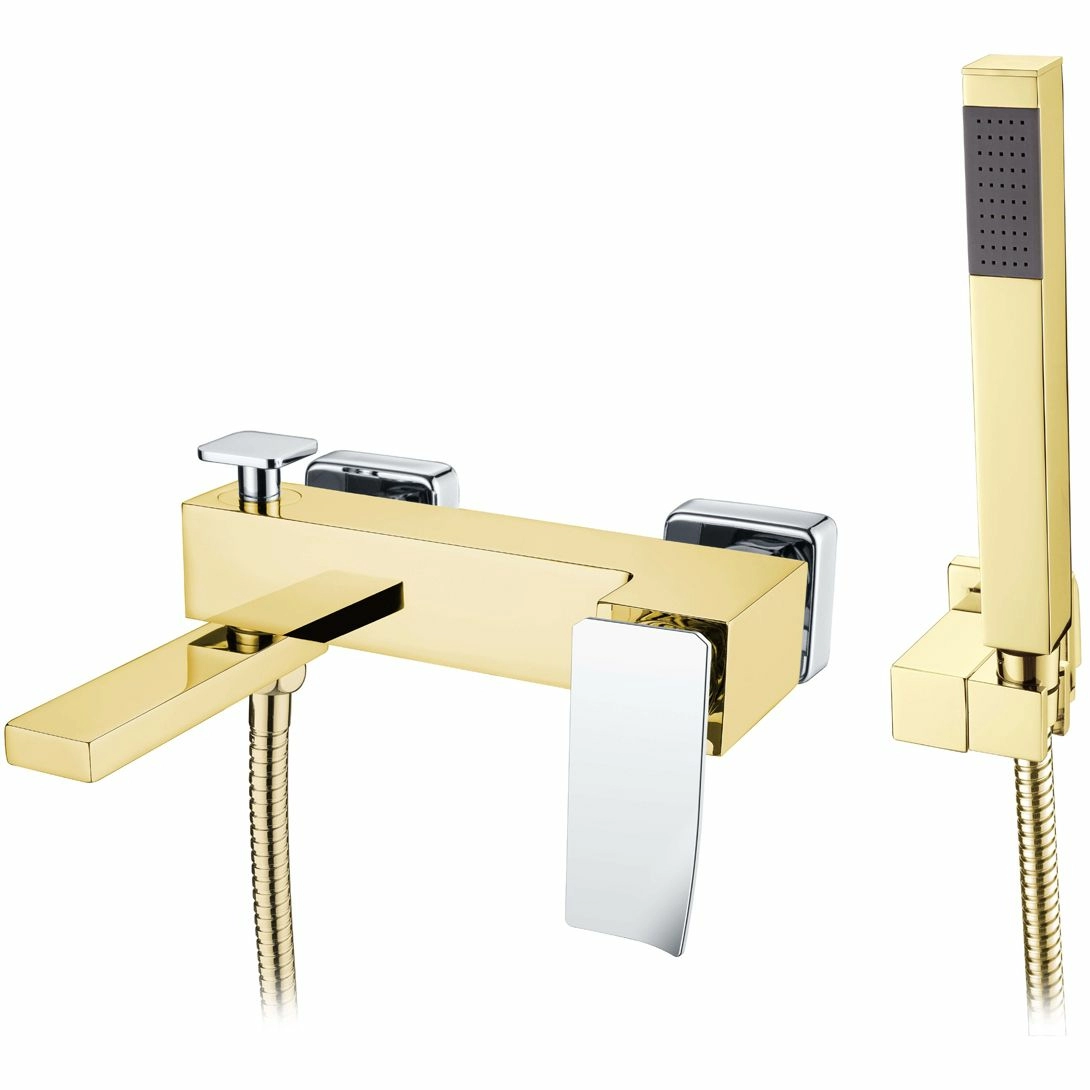 Смеситель для ванны встроенный Boheme Q2 Gold/Chrome, 143-GCR.2