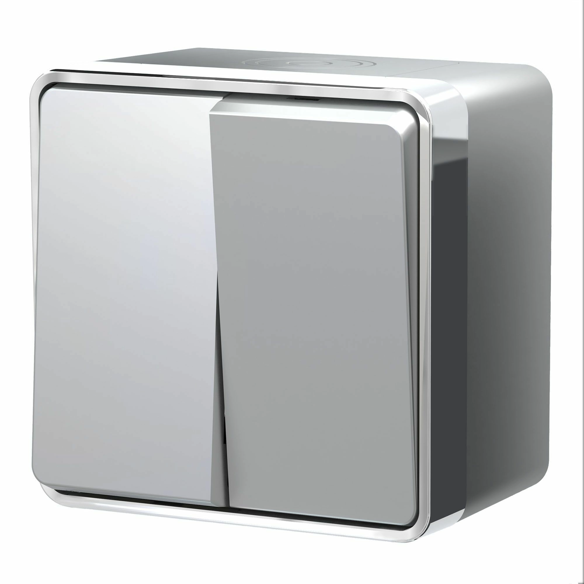 Выключатель двухклавишный влагозащищенный Werkel Gallant W5020206 (серебряный)