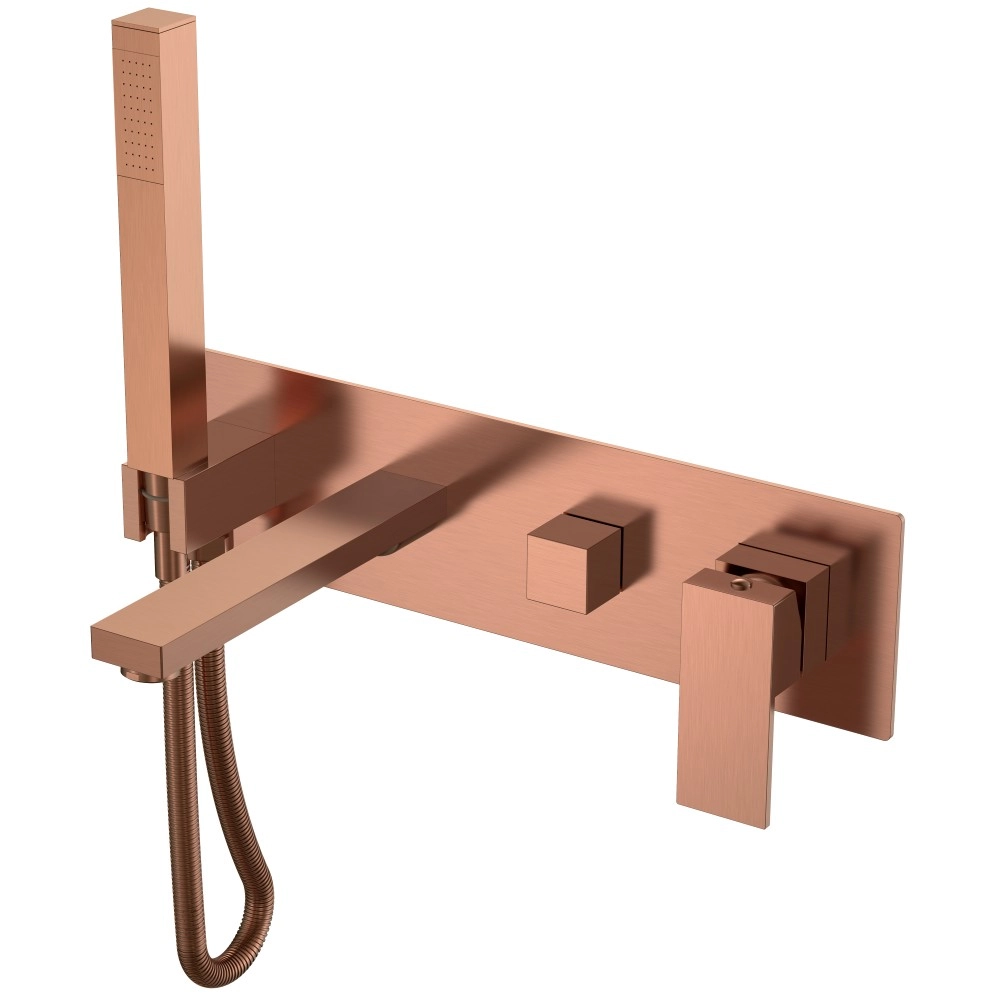 Смеситель для ванны встроенный Boheme Qubic Copper Brushed, 474-2-CB