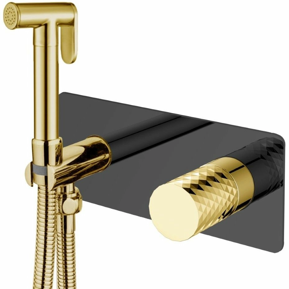 Смеситель гигиенический Boheme Stick Diamond Black/Gold, 127-BG