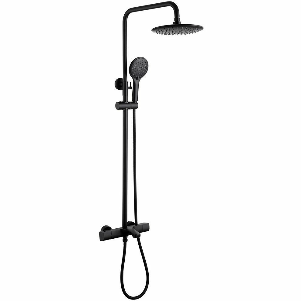 Душевая стойка с изливом Abber Thermostat черная матовая, AF8516B