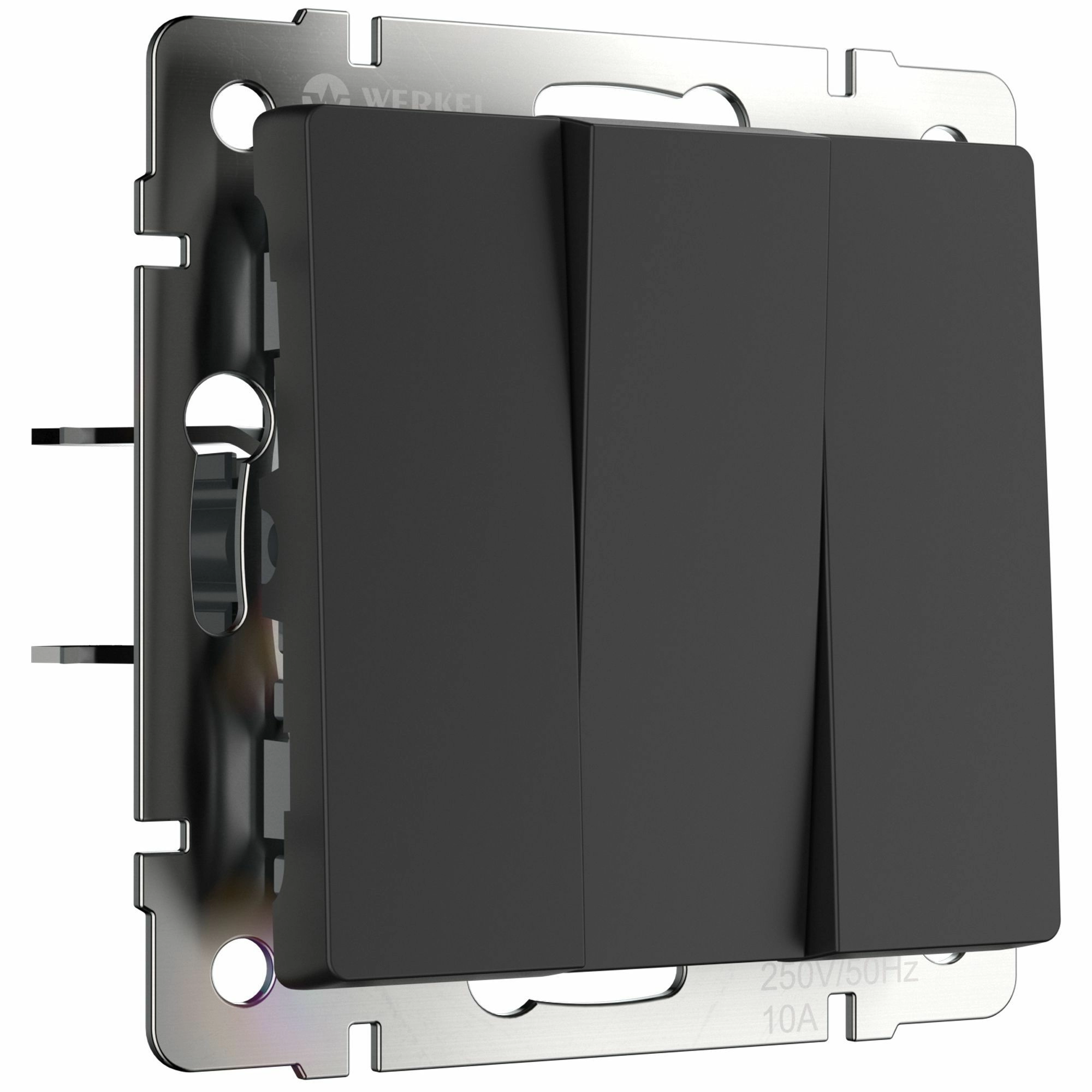 Выключатель трехклавишный Werkel W1130008 (черный матовый)