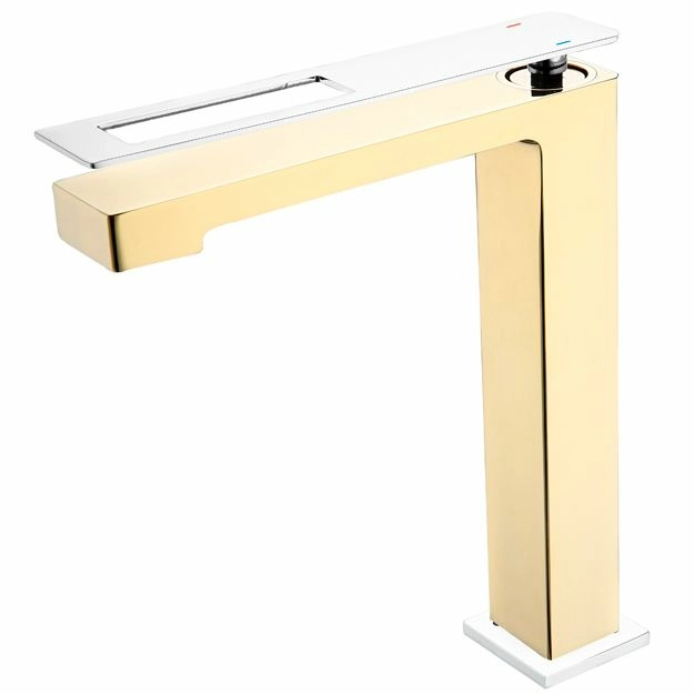 Высокий смеситель для умывальника Boheme Q Gold/Chrome, 142-GCR