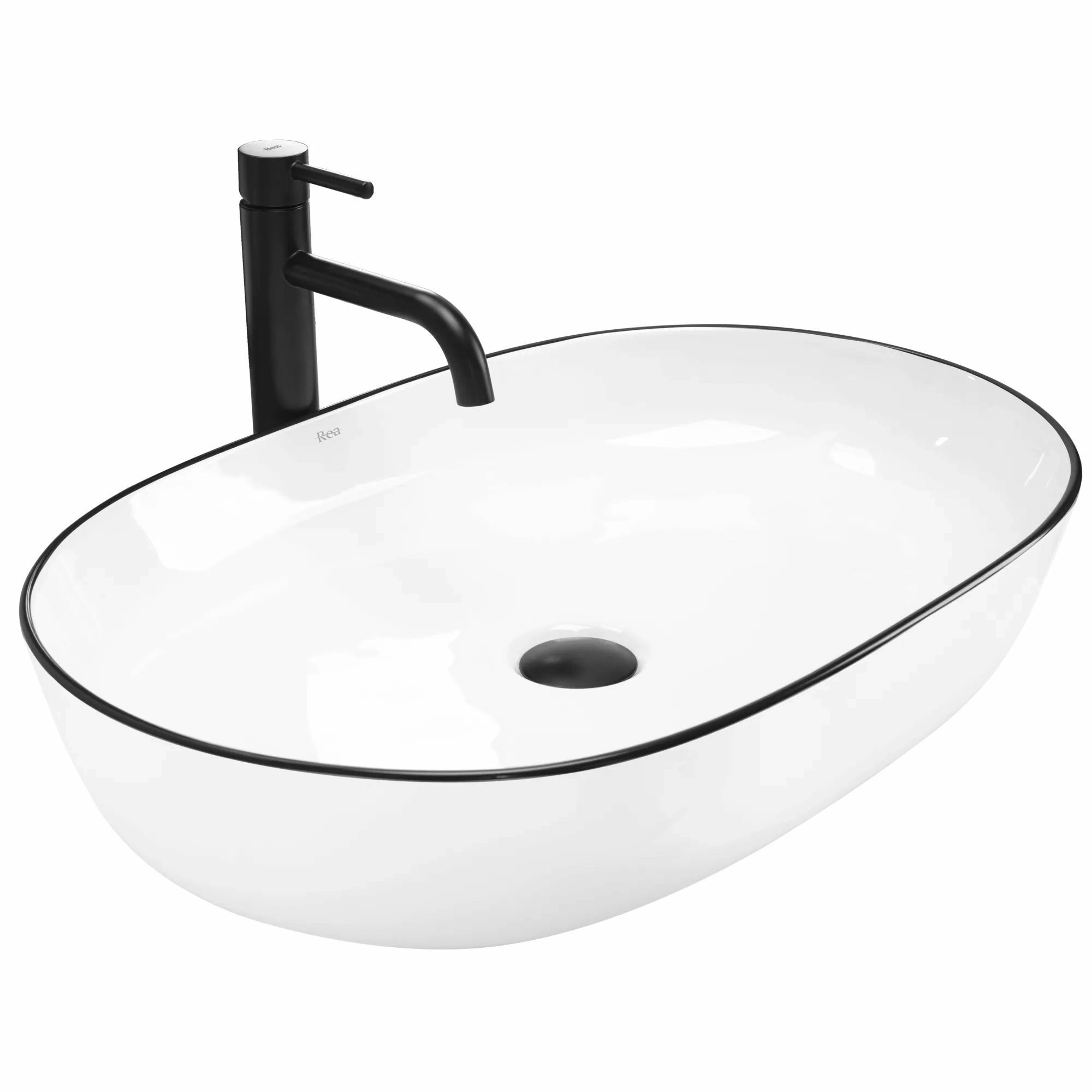 Умывальник Rea Cleo White/Black Edge 60.5x41, REA-U6210