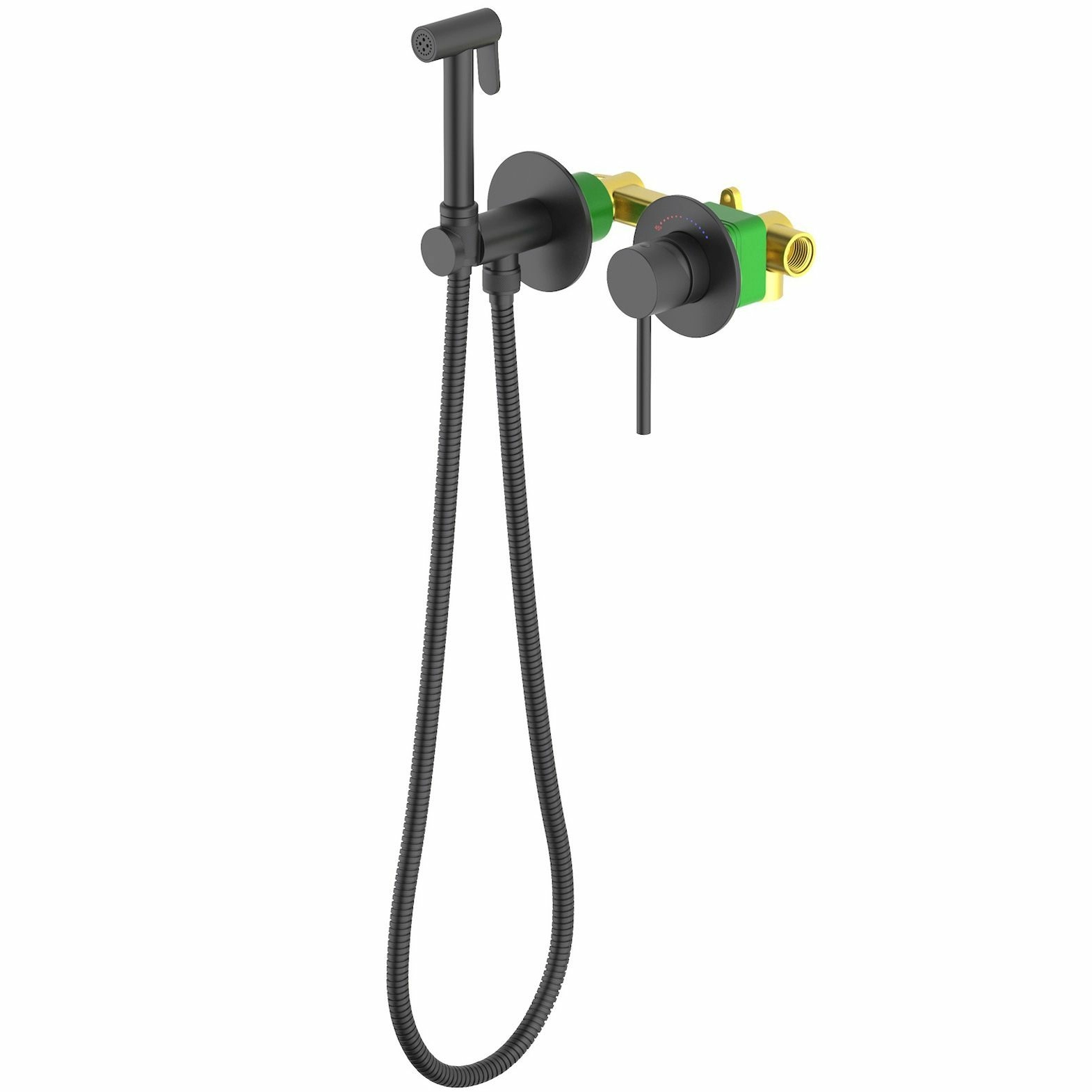 Смеситель встроенный с гигиеническим душем Timo Saona Black, 2339/03SM