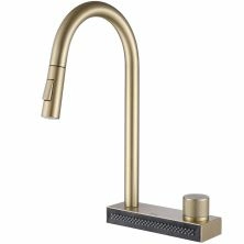 Смеситель для кухни с выдвижной лейкой Abber Wasser Kreis золото матовое, AF8114G