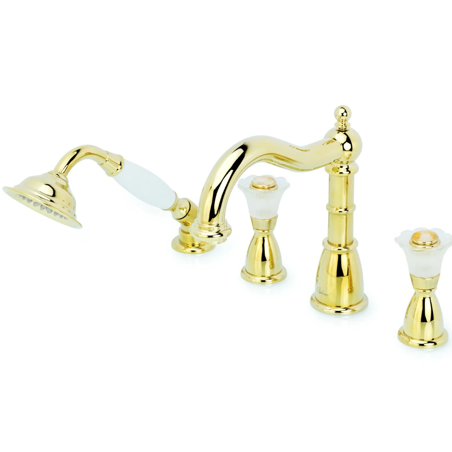 Смеситель для ванны с гарнитуром Boheme Camelia Gold, 395