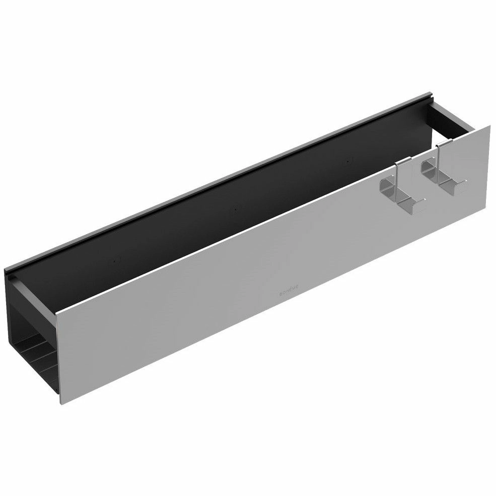 Полка настенная откидная 60 см с 2 крючками Boheme Uno Chrome, 10966-CR