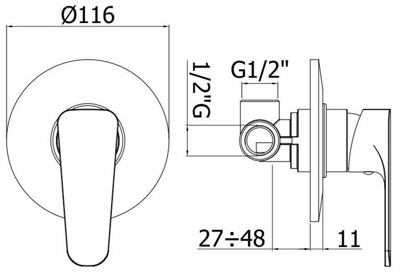 Смеситель встраиваемый на 1 выход Paffoni Sly, SY010CR