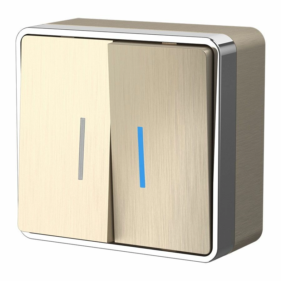 Выключатель двухклавишный с подсветкой Werkel Gallant W5020110 (шампань рифленый)