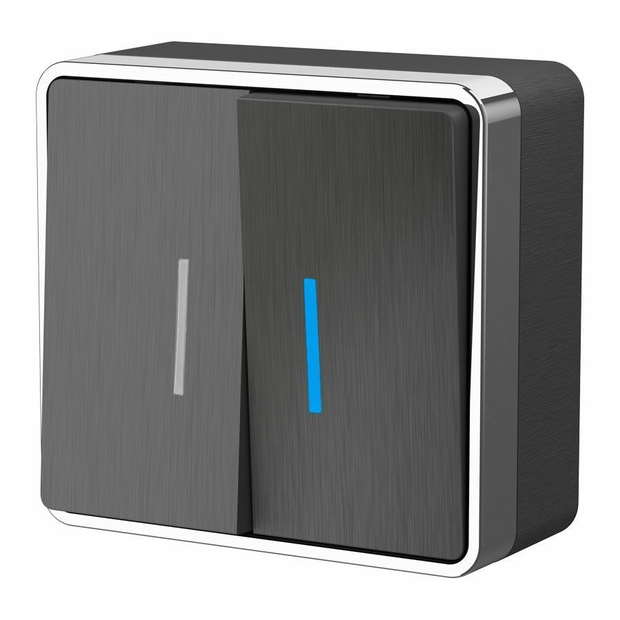 Выключатель двухклавишный с подсветкой Werkel Gallant W5020104 (графит рифленый)