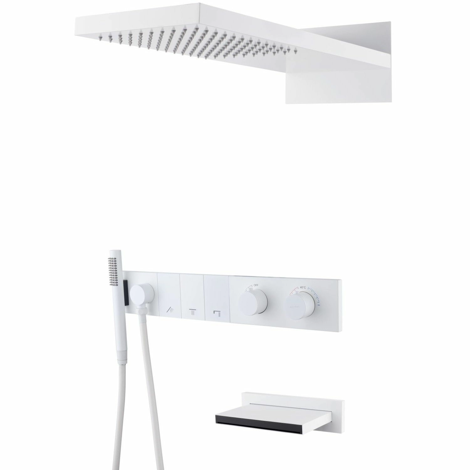 Встроенная душевая система с термостатом и изливом Boheme Zodiac Matt White, 133-2-MW