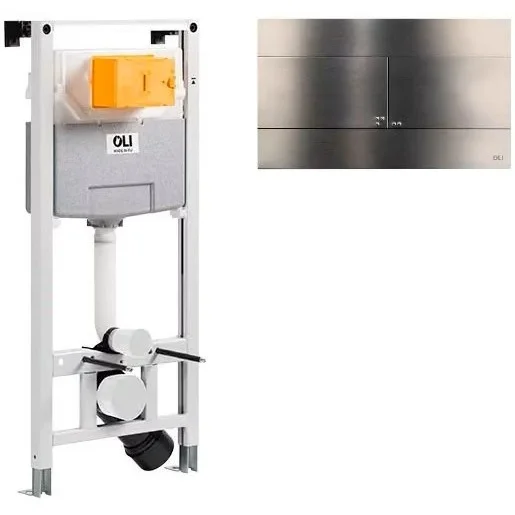 Инсталляция для унитаза OLI120 + клавиша Slim Inox оружейная сталь, 885052+889313