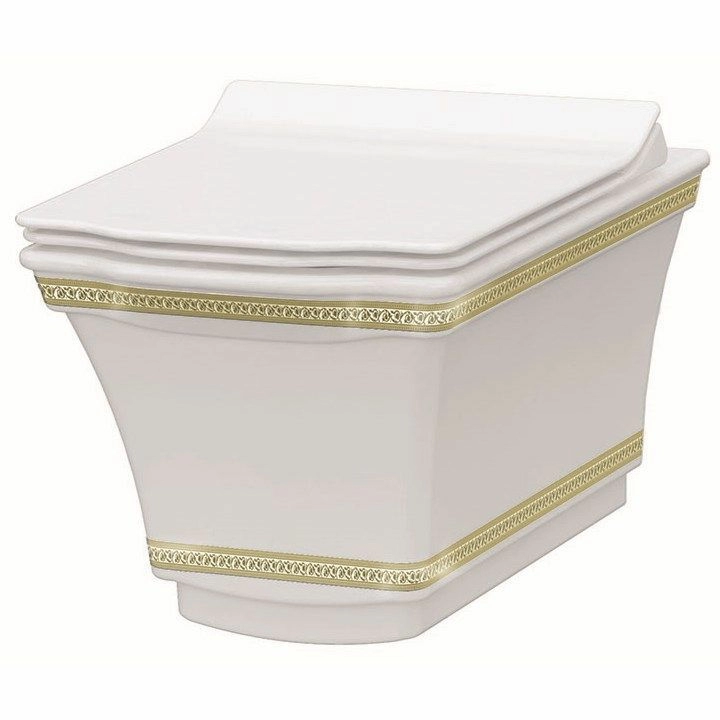 Унитаз подвесной с узором Boheme Hermitage Gold, 951-G