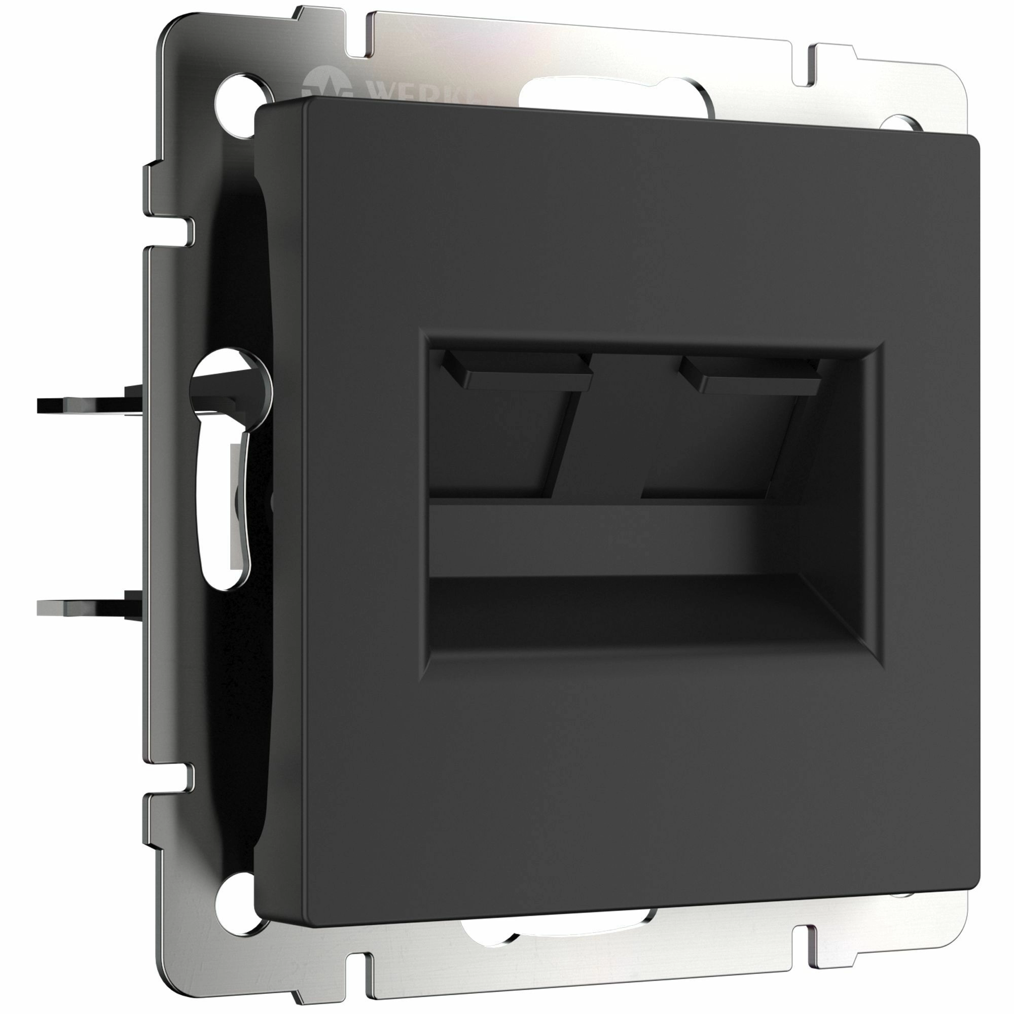 Розетка двойная Ethernet RJ-45 Werkel W1182208 (черный матовый)