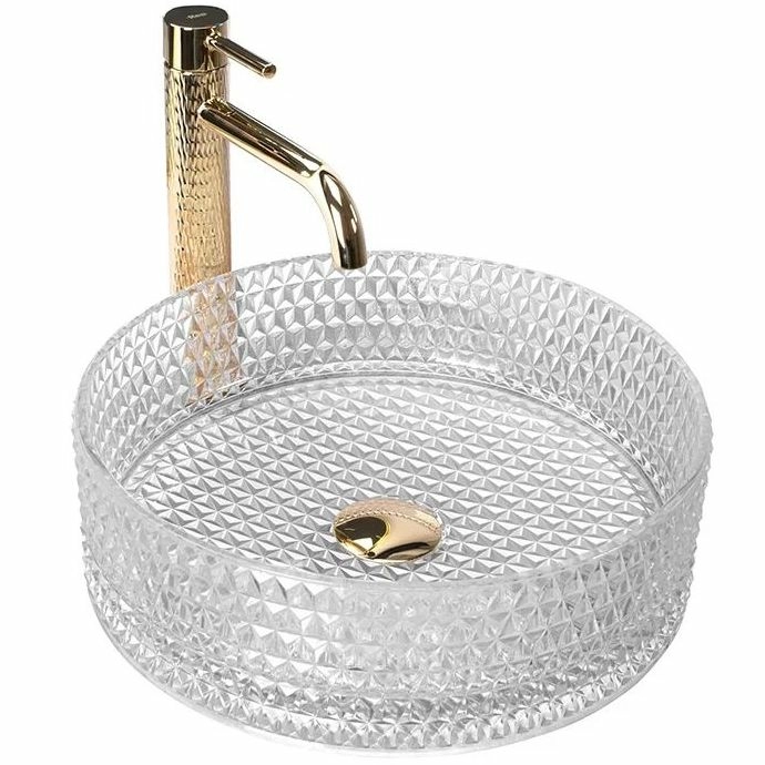 Умывальник Rea Cristal Transparent 35.5x35.5, REA-U9670