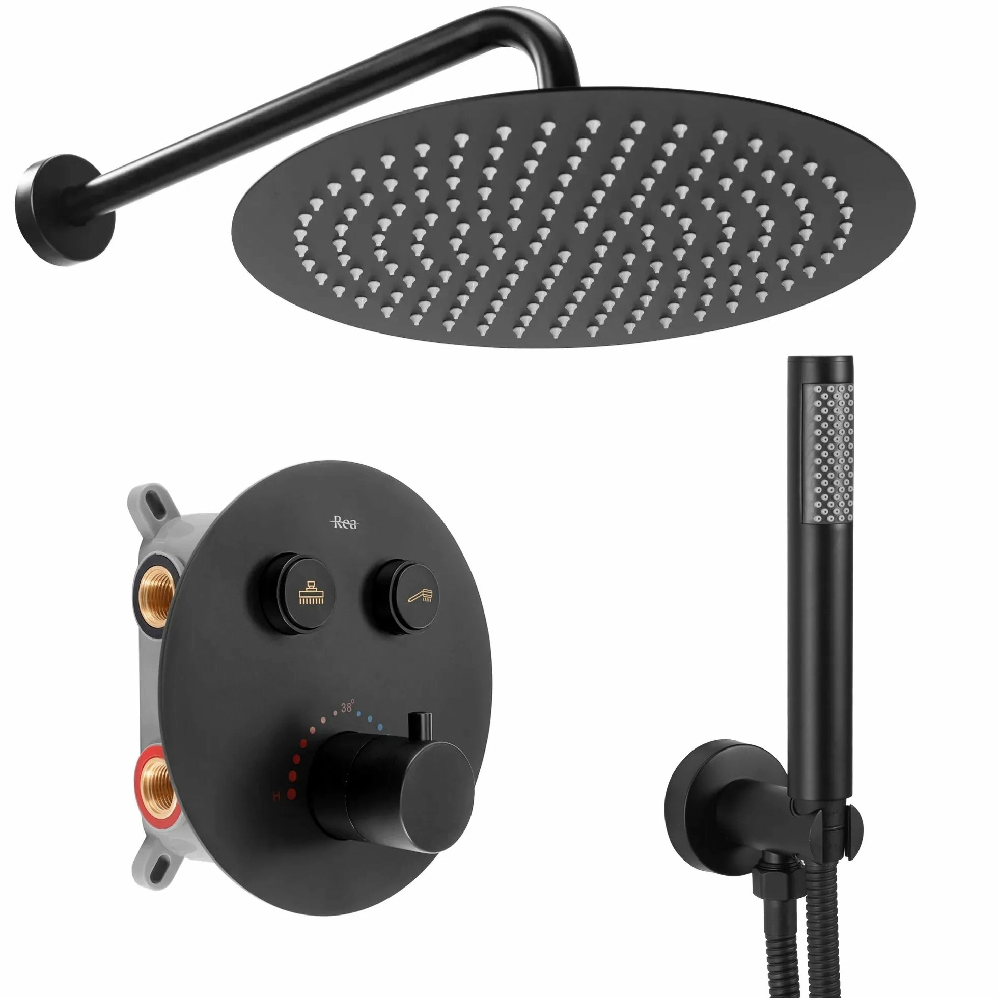 Душевая система Rea Lungo Black Termostat, REA-P8549