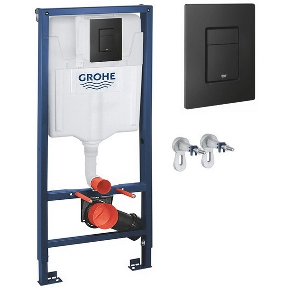 Инсталляция для унитаза Grohe Rapis SL с кнопкой Even Black, 38811KF0