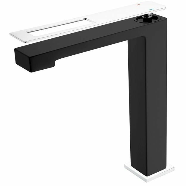 Высокий смеситель для умывальника Boheme Q Black/Chrome, 142-BCR