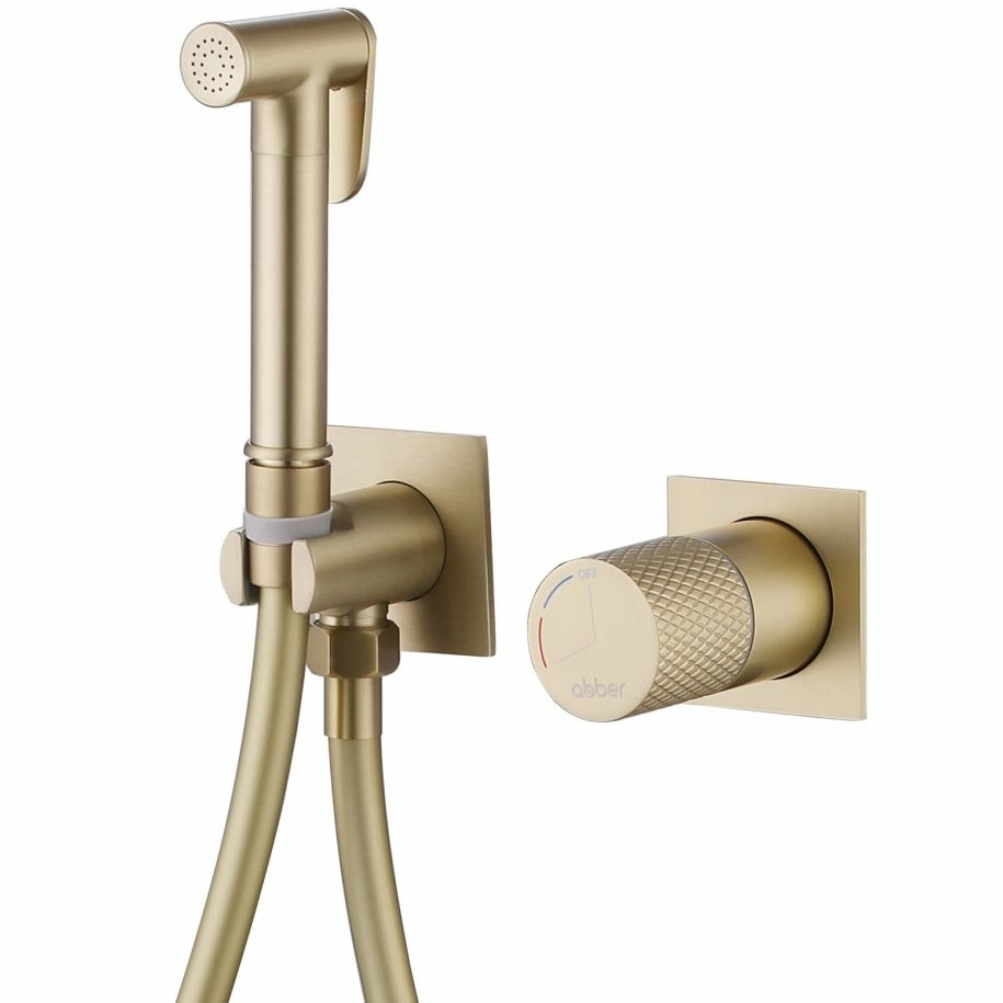 Смеситель с гигиеническим душем Abber Rund золото матовое, AF8725G
