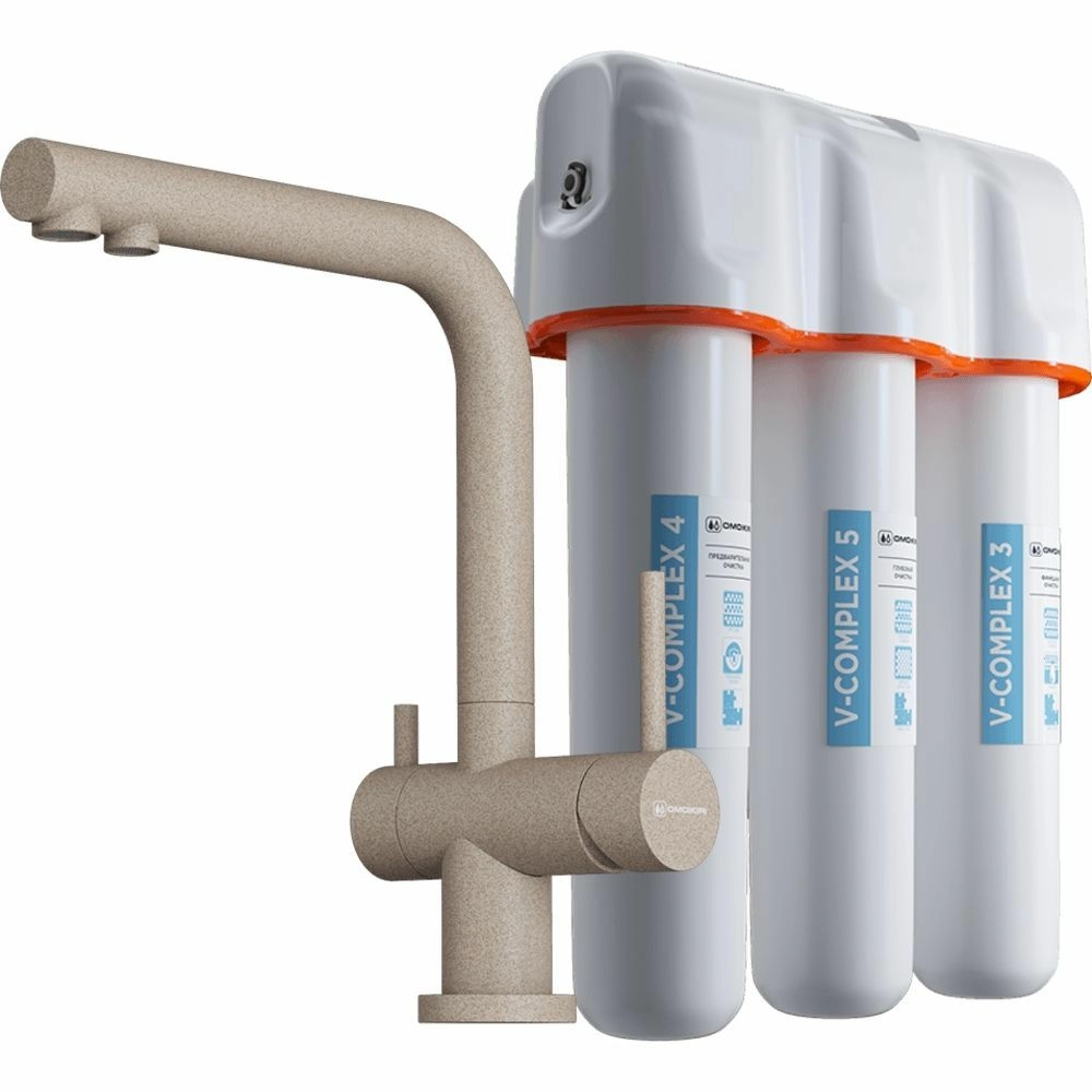 Кухонный смеситель Omoikiri Nagano-SA-P + Pure drop Lite, 4055.8028P