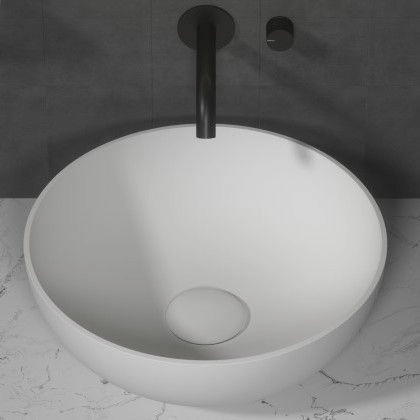 Раковина накладная Boheme Corian Slim 39x39 Matt White, 879-39