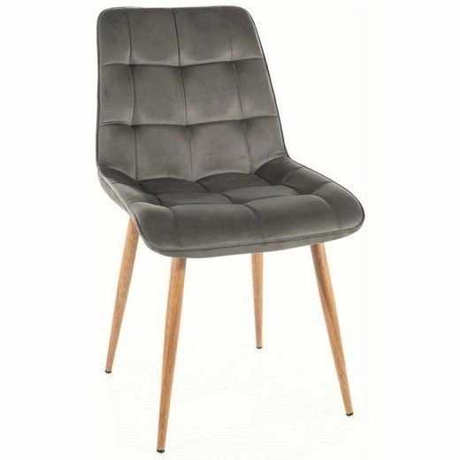 Стул Signal Chic D Velvet Bluvel 14 серый/дуб, CHICDVDSZ