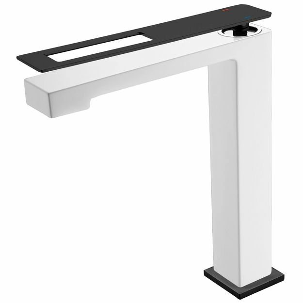 Высокий смеситель для умывальника Boheme Q White/Black, 142-WB
