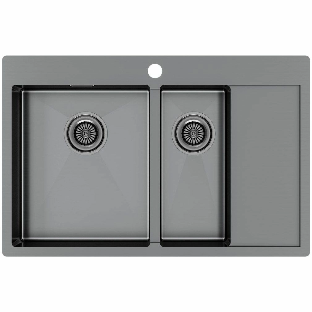 Мойка Paulmark Liga 78/2SF вороненая сталь, PM227851-GML