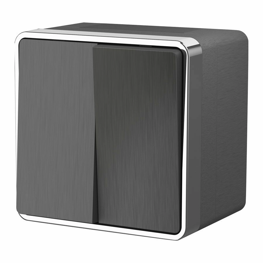 Выключатель двухклавишный влагозащищенный Werkel Gallant W5020204 (графит рифленый)