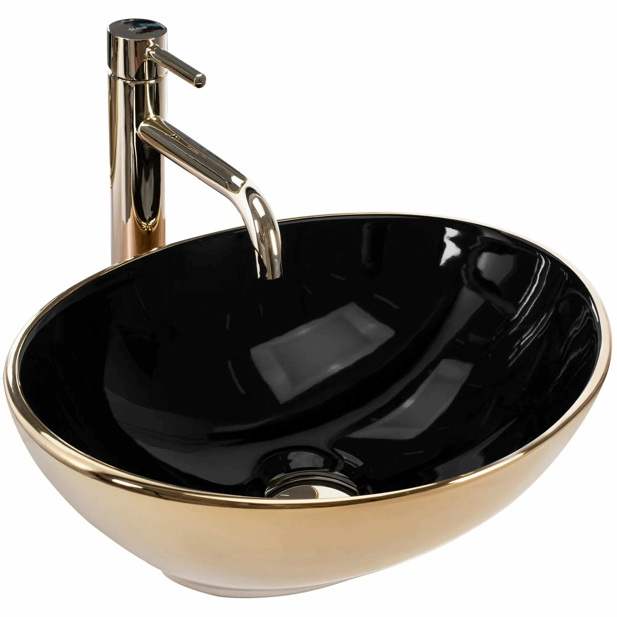 Умывальник Rea Sofia In Black/Gold 41x34.5, REA-U4527