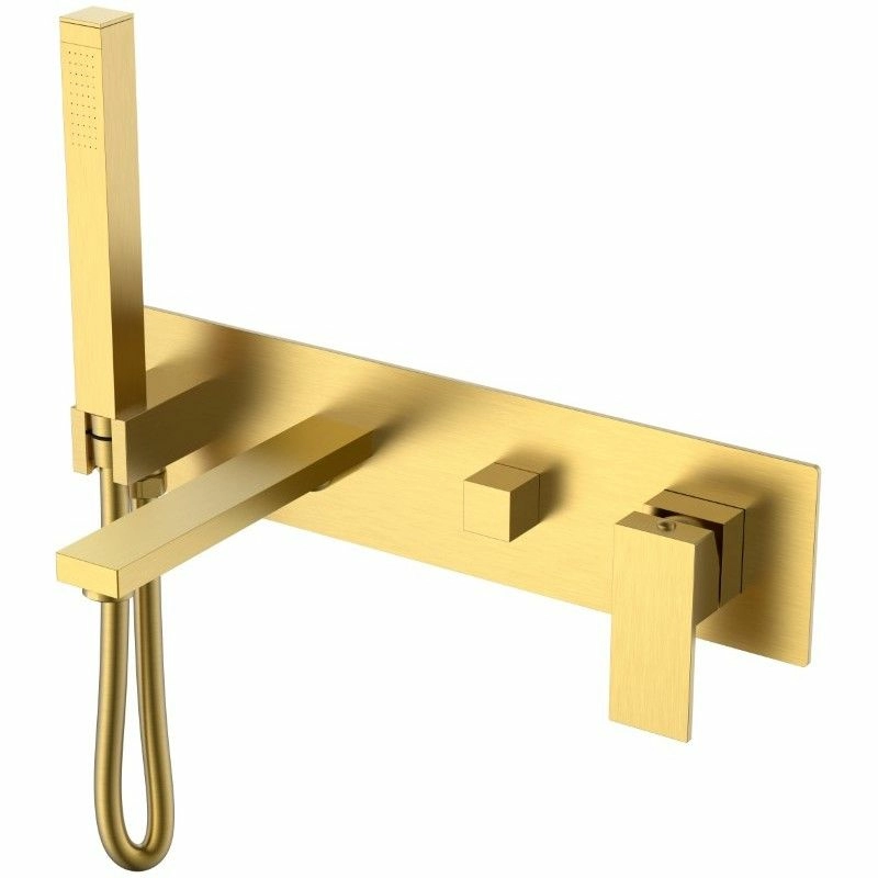 Смеситель для ванны встроенный Boheme Qubic Matt Gold, 474-2-MG