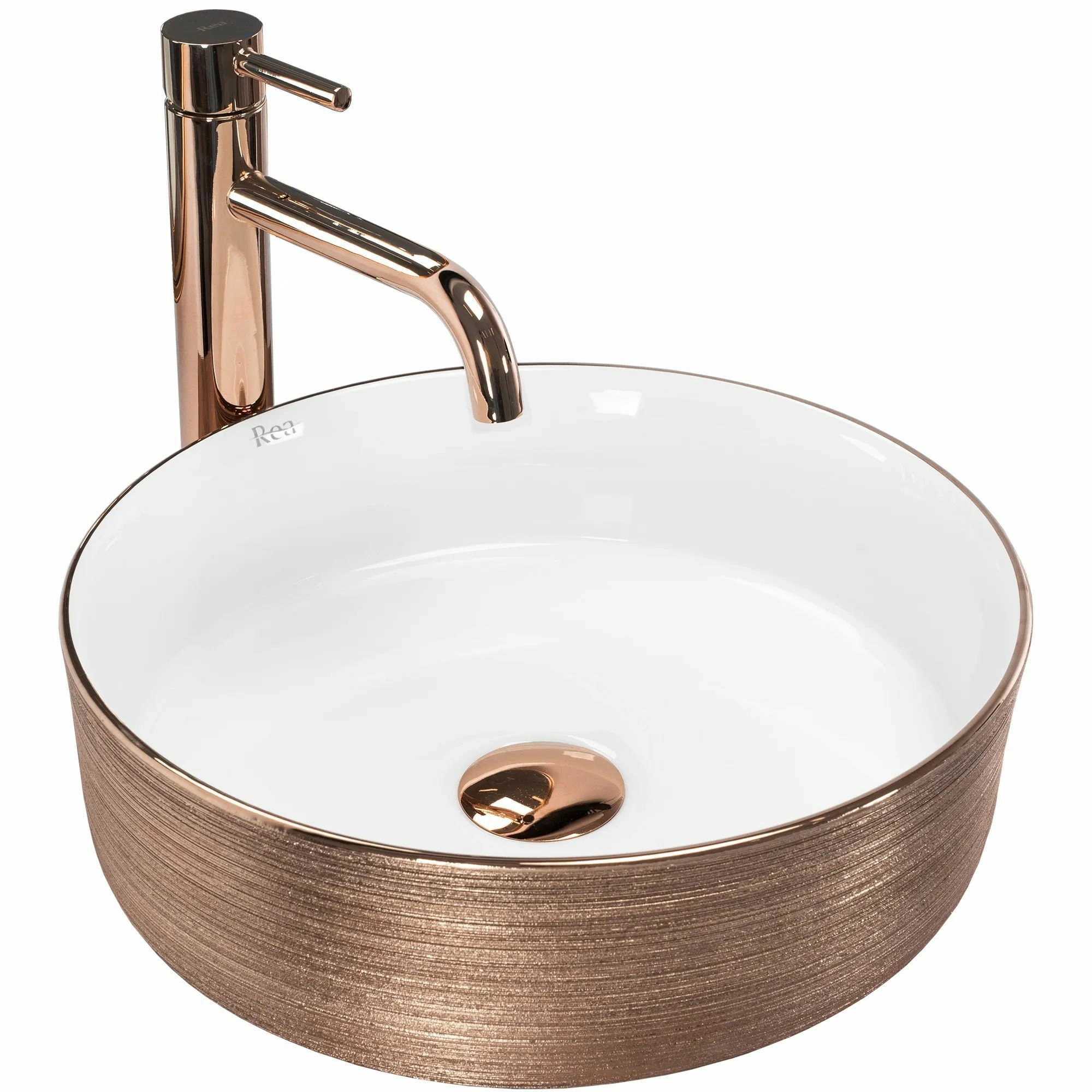 Умывальник Rea Sami Rose Gold Matt/White 36x36, REA-U3303