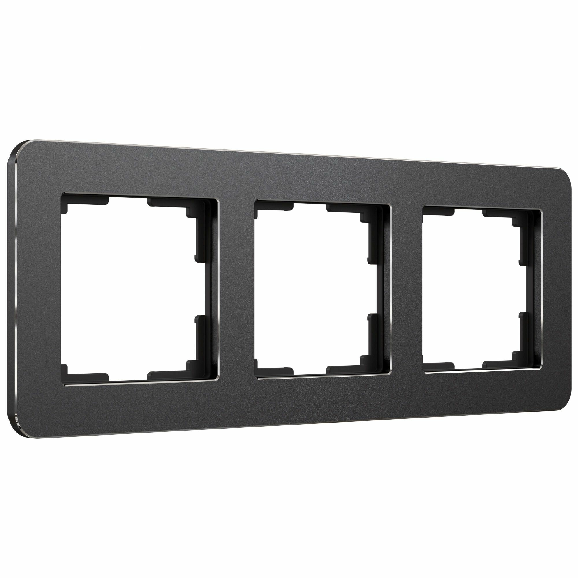 Рамка на 3 поста Werkel Platinum W0032608 (черный алюминий)