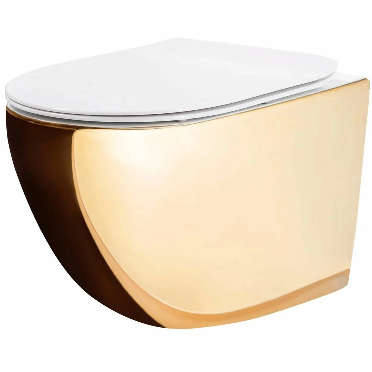 Унитаз подвесной Rea Carlo Mini Duroplast Flat Gold White, REA-C0669