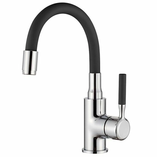 Смеситель для умывальника с гибким изливом черный/хром Ledeme L1399-2