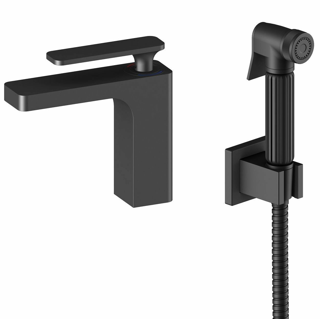 Смеситель для раковины с гигиеническим душем Timo Torne Black, 4360/03G