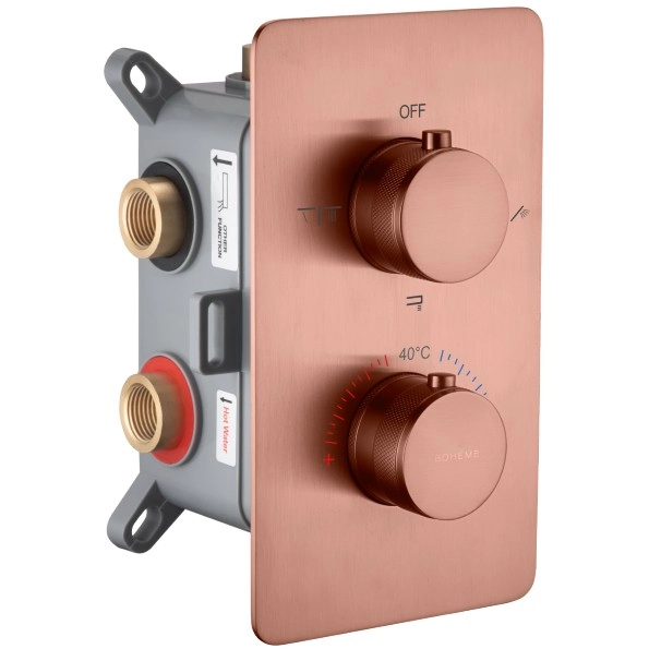 Смеситель встроенный с термостатом 3 выхода Boheme Cell Copper Brushed, 134-3-CB