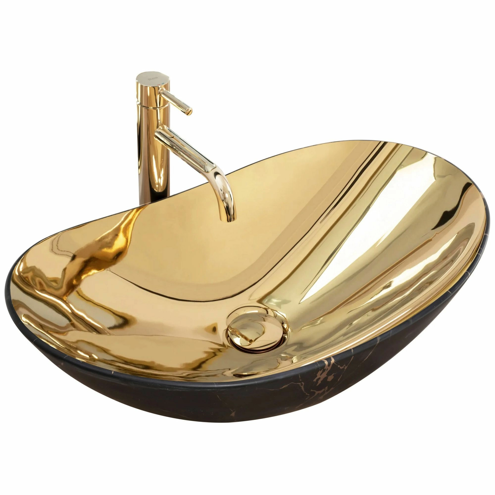 Умывальник Rea Royal In Gold/Black Marble 60.5x36, REA-U8007