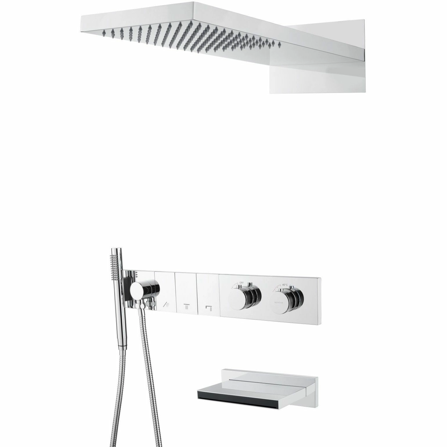 Встроенная душевая система с термостатом и изливом Boheme Zodiac Chrome, 133-2-CR