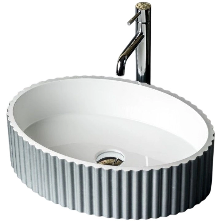 Раковина накладная рифленая Boheme Canale 50x35 Silver, 878-S