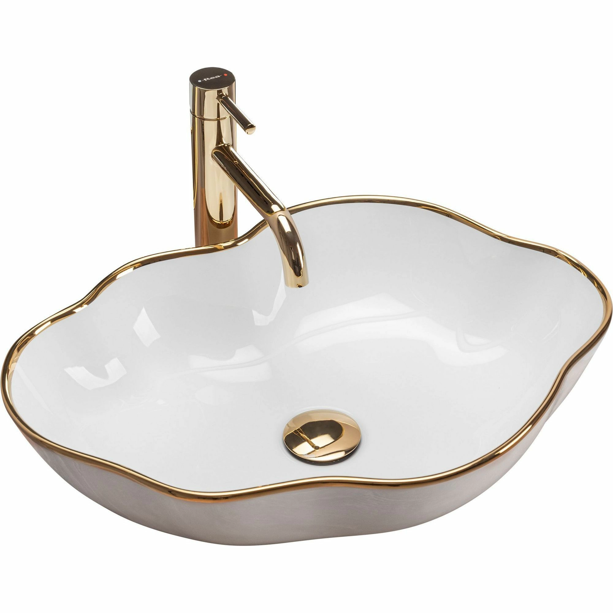 Умывальник Rea Pearl Gold Edge 51.5x37.5, REA-U0696